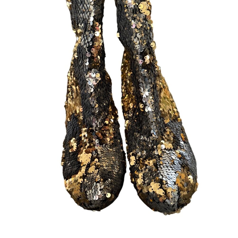 Sequin High Heel Stiletto Ankle Boots In Gold & Silver Size 6.5 - Picture 3 of 5